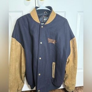 Vintage Top of the Line Sam Adam's Varsity Jacket Suede Leather Sleeves Mens XL